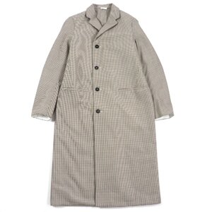 極美品▼JIL SANDER ジルサンダー JSMN125123 チェック柄 ロゴ入りボタン 中綿入り ロング シングル チェスターコート 44 正規品 メンズ