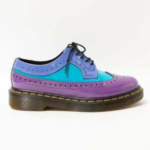 【1円スタート】Dr.Martens ドクターマーチン 13985 5ホール ドレスシューズ ウイングチップ エナメル マルチカラー 紫×青 UK4 レディース