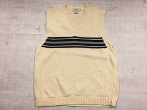 J.CREW ジェイクルー アメカジ トラッド 90s オールド 古着 パネルボーダー コットンニット ベスト メンズ 綿100% S アイボリー