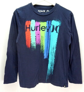 ■ハーレー HURLEY 紺 ネイビー レディース 長袖 Tシャツ ロンT 胸ロゴ ■E