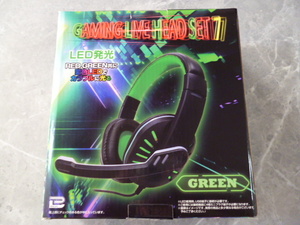 GAMING LIVE HEAD SET 7 ゲーミング ヘッド セット セブン (GREEN/グリーン) 変色LED発光 マイク機能 マイク角度調整 有線遅延無し 