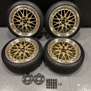 BBS LM + DL DZ102 NSX NA1にて使用 17&18インチ 前後異形 純正ナット&ロックナット リア用ワイドトレッドスペーサ付 タイヤ23年製バリ山