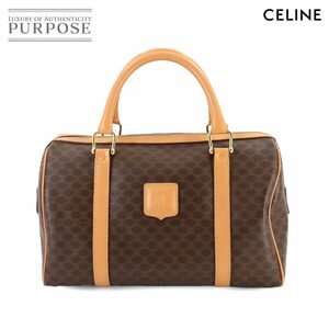 セリーヌ CELINE マカダム柄 ボストン ハンド バッグ PVC レザー ブラウン ゴールド 金具 ヴィンテージ Macadam Boston Bag 90244623