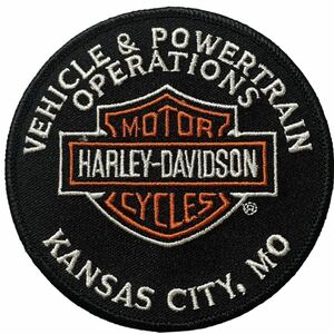 80s 90s USA製 当時物 Harley-Davidson ビンテージ パッチ ワッペン ハーレーダビッドソン チョッパー バー&シールド 刺繍 カンザス 