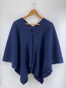 PLEATS PLEASE ISSEY MIYAKE◆ポンチョ/半袖ブラウス/3/ポリエステル/NVY/pp63-fk332/ボタン//