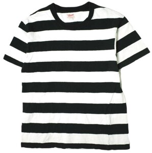 BUCO ブコ リアルマッコイズ 日本製 STRIPE TEE S/S ワイドボーダーTシャツ XL BLACK/WHITE 半袖 トップス g20492