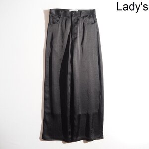 M8800P　▼THE HANDSOME ハンサム▼　satin wide pants サテン ワイドパンツ ブラック L / バギーパンツ 黒 シーズンレス rb