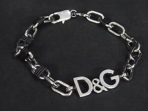 ■極美品■ DOLCE＆GABBANA ドルチェ&ガッバーナ D&G チェーン ブレスレット アクセサリー メンズ シルバー系×ブラック系 DG9910