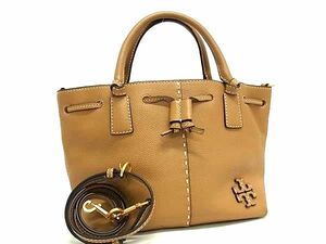 1円 TORY BURCH トリーバーチ マックグロー レザー 2WAY ハンドバッグ ショルダー 斜め掛け レディース ライトブラウン系 FB9308