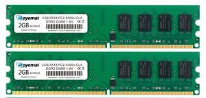 【在庫処分】1.8V メモリ CL5 デスクトップPC用 2GB×2枚 Non-ECC 5300U PC2-5300 RAM 66