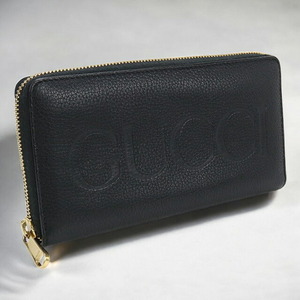 中古 グッチ 長財布ラウンドファスナー ユニセックス ブランド GUCCI GUCCI ロゴ ジップアラウンドウォレット レザー 658691 ブラック 財布