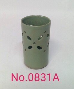 青磁　茶巾筒　茶巾入　茶道具　箱なし　　No.0831A 　★岡山発送★(広島発送品同梱不可)