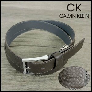 新品 訳有 カルバンクライン 濃茶 牛革レザー ベルト カット調節可能 CK CALVIN KLEIN メンズ 紳士 【3012】