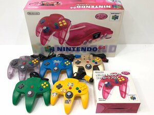 ◎ジャンク NINTENDO64 ニンテンドー64 クリアレッド /コントローラー6個セット 同梱不可 1円スタート