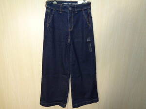 b565◆AMERICAN EAGLE OUTFITTERS スーパーストレッチ ワイドレグ ジーンズ◆アメリカンイーグル 新品 size4 W27 インディゴ デニム 4E