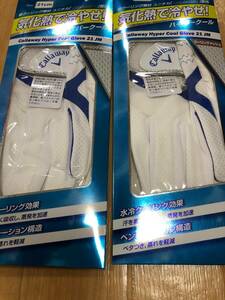 ・スピード発送 Callaway(キャロウェイ)HYPER COOL GLOVE 21 JM ゴルフ グローブ 左手着用 (ホワイト／ブルー)２２ＣＭ 2点セット