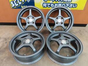 ☆エンケイ レーシング JS+M 15インチ アルミホイール 5J +45 4穴 PCD100 ガンメタ 4本 中古 美品 ENKEI Racing☆