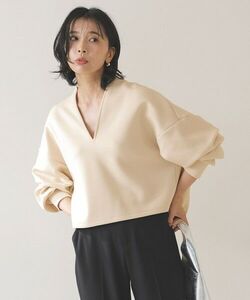 UNFILO ★新品　BEAUTY FORM JERSEY キーネックプルオーバー　クリーム系　オンワード樫山★sizeS