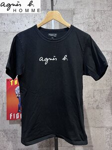 美品 アニエスベーオム ロゴ Tシャツ ブラック 1 agnes b homme