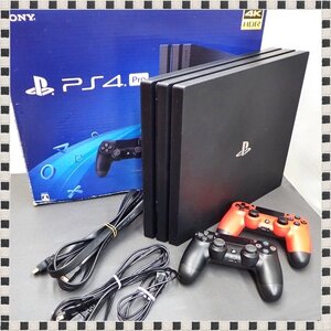 ソニー PlayStation4 Pro ジェットブラック CHU-7200B B01 / 1TB 4K HDR コントローラー×2個付属 通電OK ジャンク扱い SONY 1円スタート