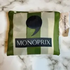 新品 MONOPRIX モノプリ エコバッグ グリーン ホワイト ストライプ ②