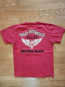 　SALE! 送料込★東洋　INDIAN MOTORCYCLE インディアンモーターサイクル　IM79183 半袖Tシャツ　アメリカ製　バイカー（朱赤）M