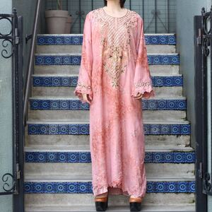 *SPECIAL ITEM* USA VINTAGE SPANGLE EMBROIDERY KAFTAN DRESS ONE PIECE/アメリカ古着スパンコール刺繍カフタンドレスワンピース