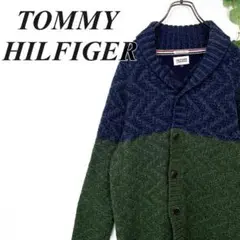 TOMMY HILFIGER ショールカラー カーディガン コットン ネイビー