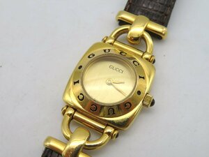 1円◆稼働◆ グッチ 6300Ｌ ゴールド クオーツ レディース 腕時計 N58109