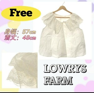 LOWRYS FARM ローリーズファーム トップス シャツ ブラウス レースネック ホワイト Free 古着 レディース