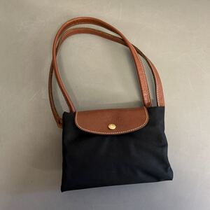 Y0080 LONGCHAMP ロンシャン トートバッグ 鞄 ナイロン×レザー 折り畳み カジュアル シンプル 無地 縦約28㎝/横約47㎝/マチ約18㎝