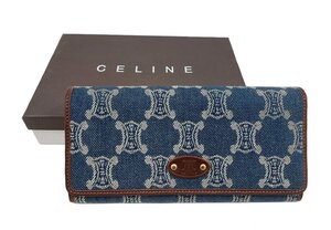 未使用品！CELINE【セリーヌ】マカダム デニム ロングウォレット 長財布（4756）