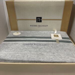 ● PIERRE BALMAIN ピエールバルマン ウール混 グレー シーツ 140cm×240cm 寝具 未使用品 ●