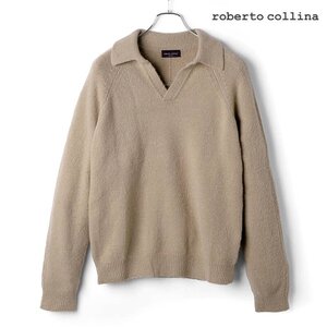 ◆【roberto collina(ロベルトコリーナ)/秋冬/ウールナイロンミドルゲージ長袖スキッパーニットポロシャツ(RM25004)】[rbc2360361-48]