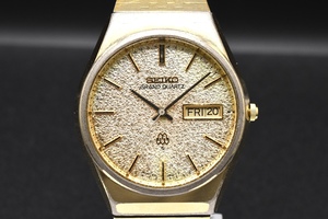 SEIKO GRAND QUARTZ Ref:9943-8020 セイコー グランドクォーツ 雪目文字盤 ゴールドカラー デイデイト メンズ 腕時計 ■24837