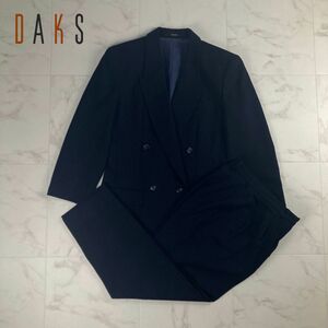 美品 DAKS ダックス セットアップパンツスーツ ダブルブレスト テーパードパンツ レディース 紺 ネイビー サイズ9AR 63-90*LC540