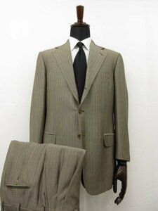 【ブリオーニ Brioni】 NOMENTANO モヘヤ混 3ボタン段返り スーツ (メンズ) size46C ブラウン系 ストライプ 伊製 ■27RMS8116