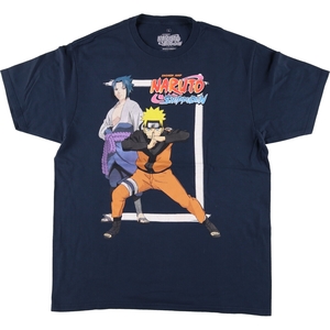 古着 NARUTO ナルト疾風伝 うずまきナルト うちはサスケ アニメ キャラクタープリントTシャツ メンズL /eaa465653