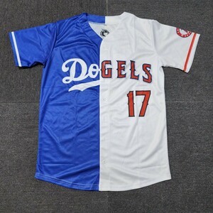 新品　MLB　大谷翔平　ロサンゼルスドジャース　野球　ユニフォーム　エンゼルス　ハーフ　メジャーリーグ　ブルー/白　Lサイズ　野球服