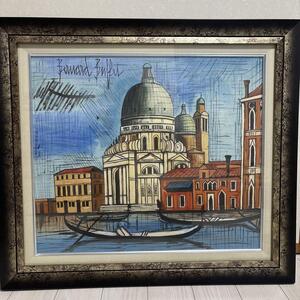 真作保証　特大　60×６７CM　Bernard Buffet ベルナールビュッフェ抽象画 風景画　油絵　裏面　サイン有　要確認