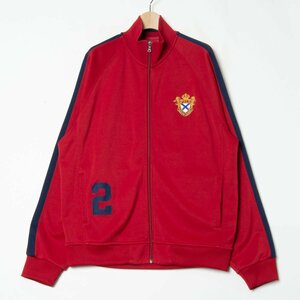 【1円スタート】Polo by Ralph Lauren ラルフローレン ジャージトラックジャケット アウター 綿ポリエステル ブランドロゴ 赤 レッド L