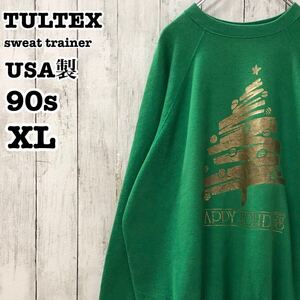 90s タルテックス USA製 アメリカ古着 ツリー プリント スウェット トレーナー XL