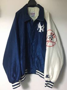 STARTER オールド USA製 ツートーン ナイロンスタジャン Diamond Collection New York Yankees 内キルティング ブルゾン 80s 90s varsity e