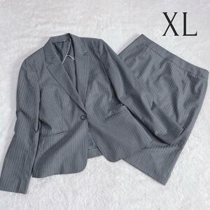 美品 XL エヌライン プレシャス スーツ グレー ストレッチ セット 洗濯可