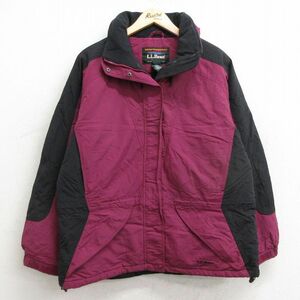 古着 エルエルビーン LLBEAN 長袖 ナイロン ジャケット レディース 襟フリース 大きいサイズ エンジ系他 24jan09 中古 アウター ウイン