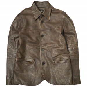 RRL ダブルアールエル LEATHER CAR COAT レザーカーコート 782795185001 S Brown レザージャケット Double RL 定価319,000円 g20681