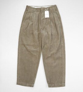 未使用 STEVEN ALAN 8W CORDUROY 2PLEATED SLACKS-BOLD ◆ コーデュロイ ワイドテーパード パンツ モカ Sサイズ スティーブンアラン ◆MU27