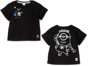 プーマ ミニオンズ コラボ ガールズ 半袖Tシャツ 128 ブラック 黒 Minions 子供用 女の子 キッズ ジュニア GIRLS 送料370円