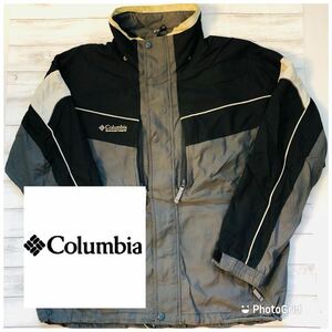 コロンビア　Columbia L 裏メッシュ　スリートーン　ナイロン　マウンテンジャケット　チャコール×ブラック×アイボリー