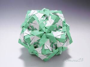 くす玉　30枚組　折り紙　ユニット　O-6　せいじ色　薄黄緑色　kusudama　origami　ハンドメイド